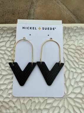 Black V-Shaped Hoop Earrings